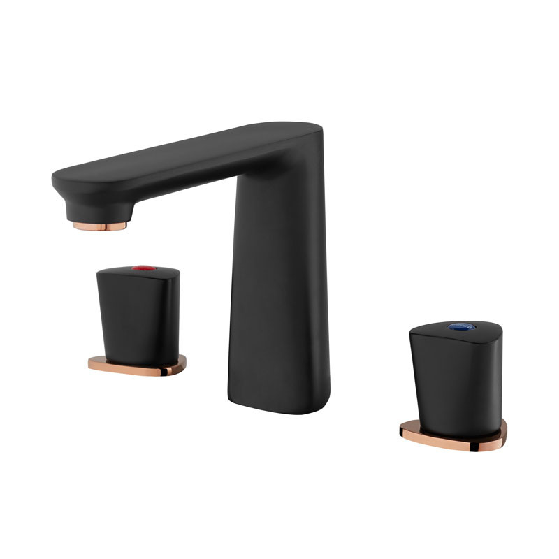 2 Handle Bathroom Widespread Faucet Black Deck Mounted
