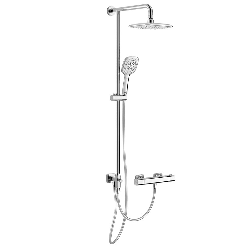 Bathroom Thermostatic Bath Filler Shower Set Square 3 Function